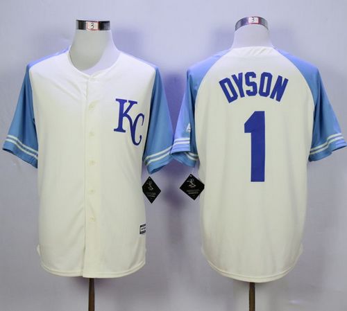 Royals #1 Jarrod Dyson Cream Exclusive Vintage Stitched MLB Jersey - Click Image to Close
